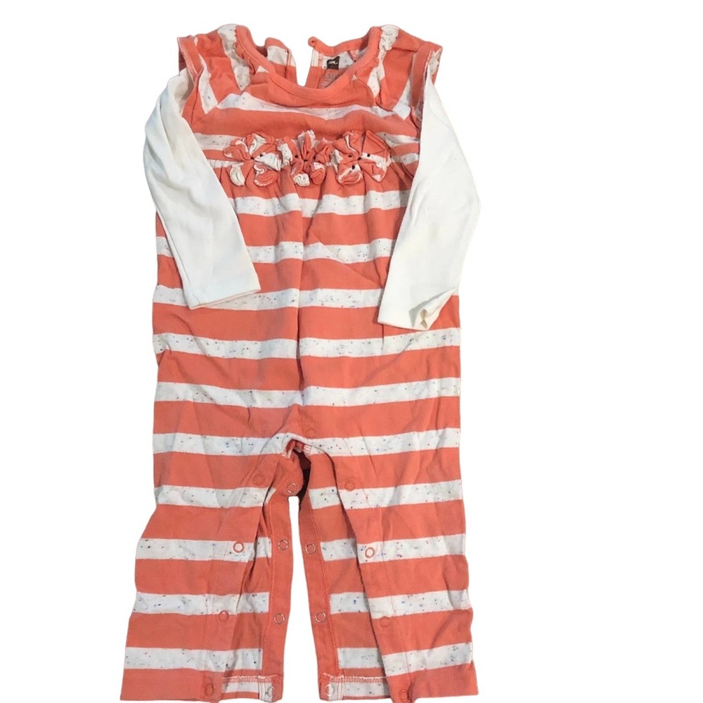 Tea Collection Orange and Cream Striped Romper